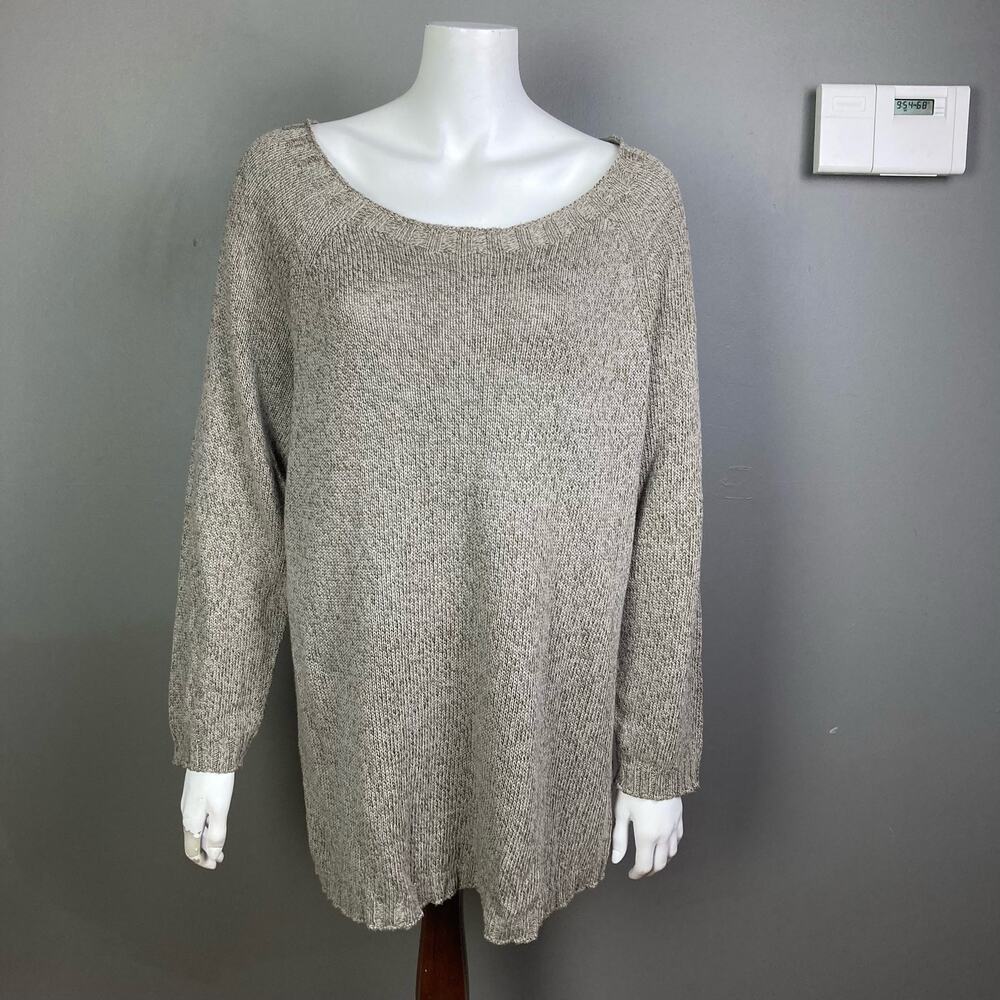 Max‎ Mara sweater XL linen silk long sleeve boatneck round neck
